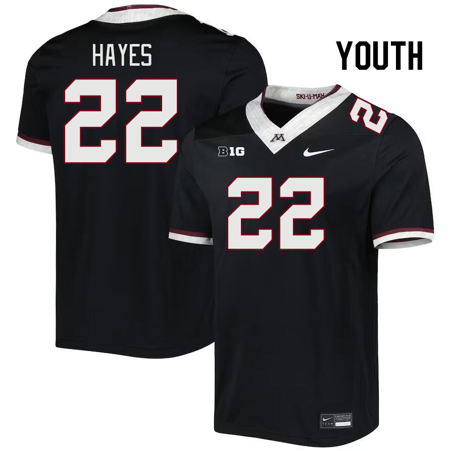 Youth #22 Donielle Hayes Minnesota Golden Gophers College Football Jerseys Stitched Sale-Black - Click Image to Close
